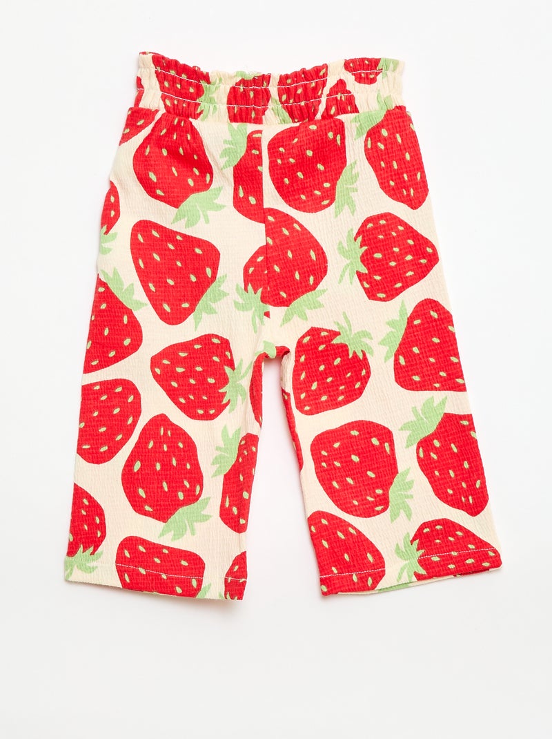Pantalón ancho con estampado Rojo - Kiabi