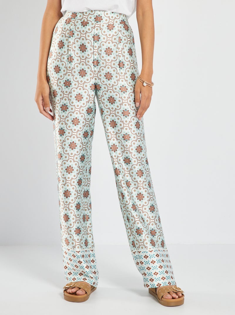 Pantalón ancho con estampado tipo mandala BLANCO - Kiabi