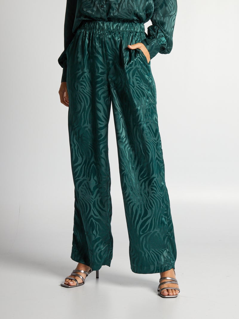 Pantalón ancho con estampado VERDE - Kiabi