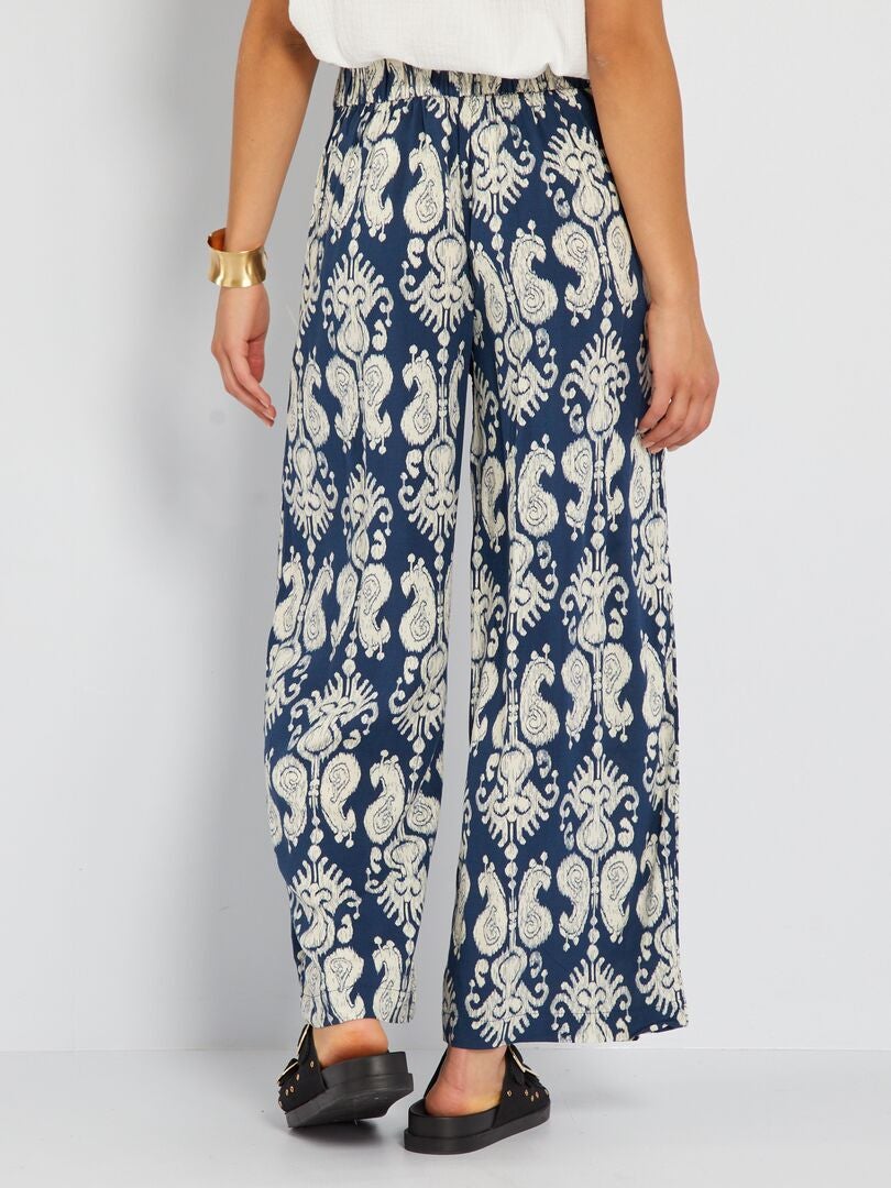 Pantalón ancho con estampados AZUL - Kiabi