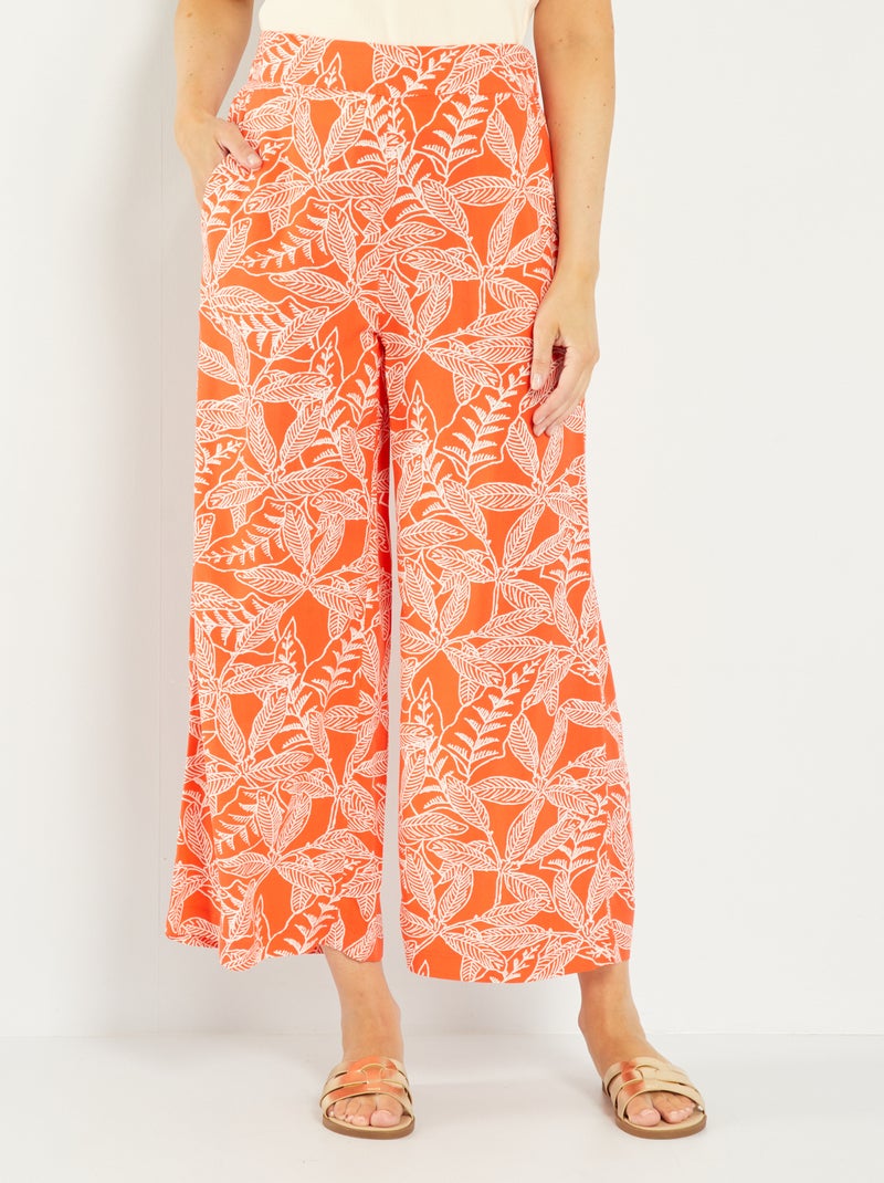 Pantalón ancho con estampados NARANJA - Kiabi