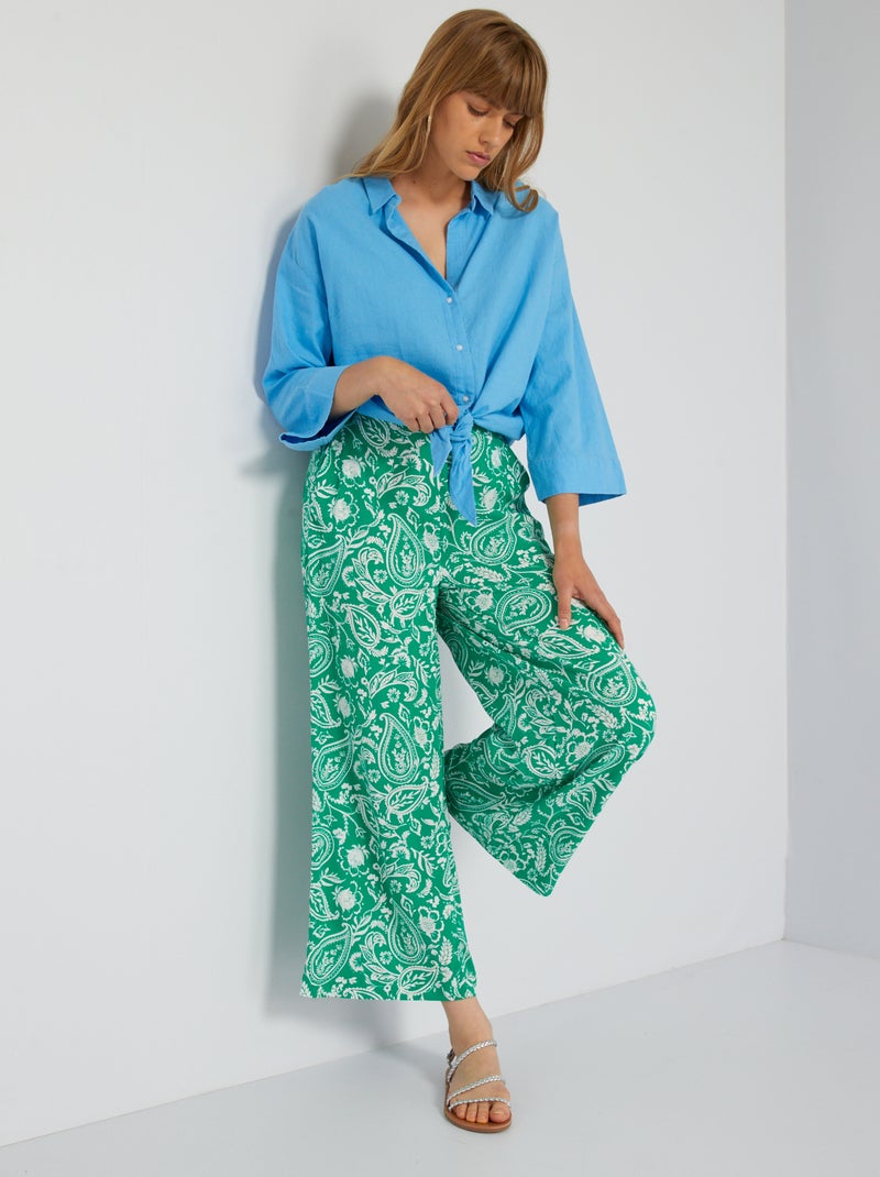 Pantalón ancho con estampados VERDE - Kiabi