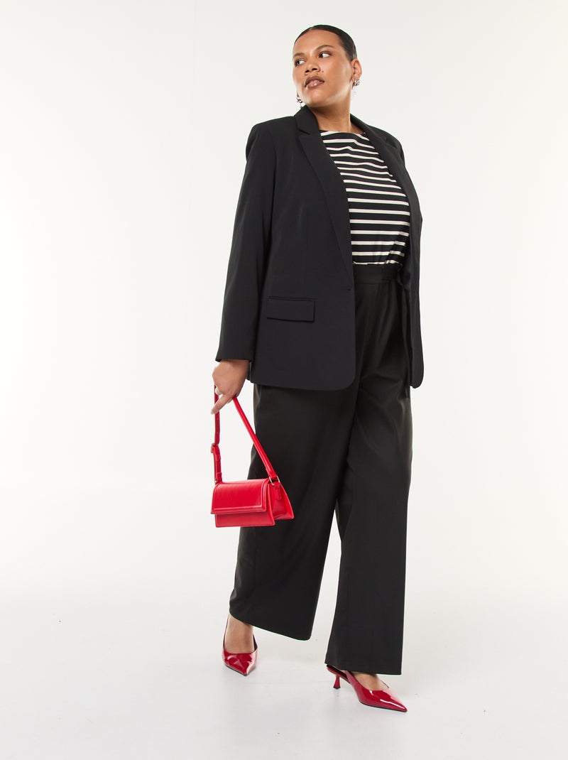 Pantalón ancho con hebilla dorada Negro - Kiabi