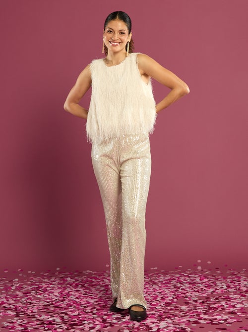 Pantalón ancho con lentejuelas - Kiabi