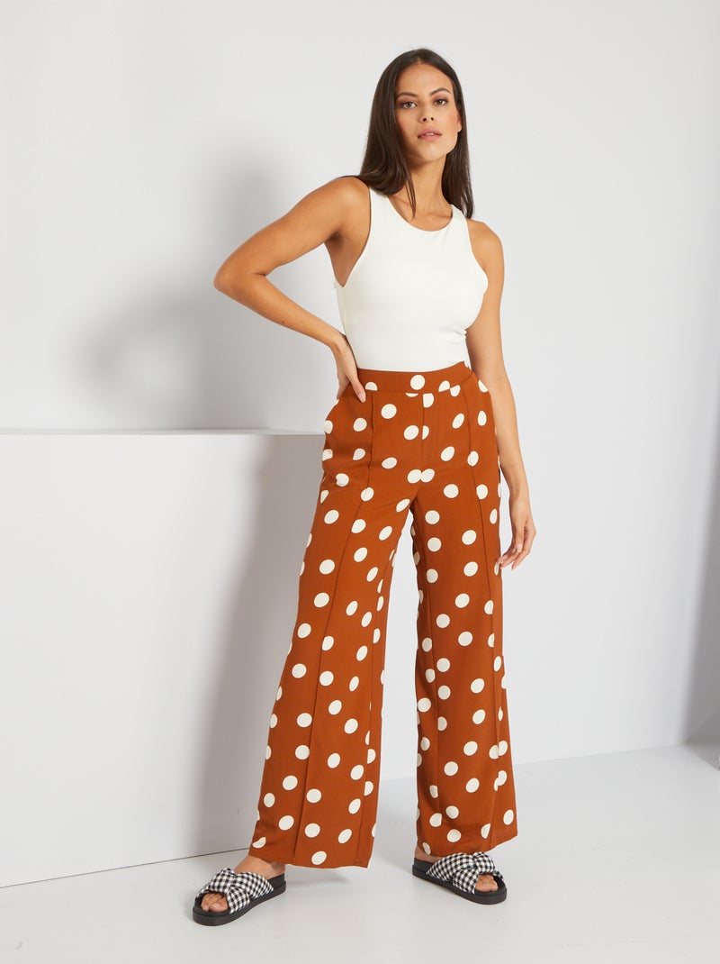 Pantalón ancho con motivo de lunares AMARILLO - Kiabi