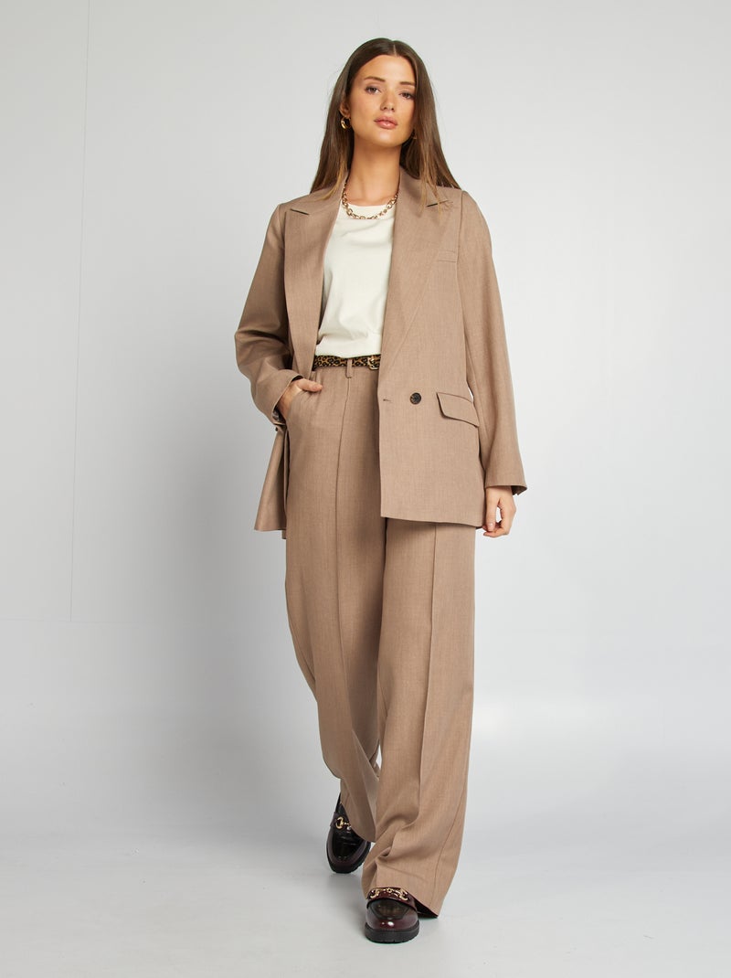 Pantalón ancho con pinzas BEIGE - Kiabi