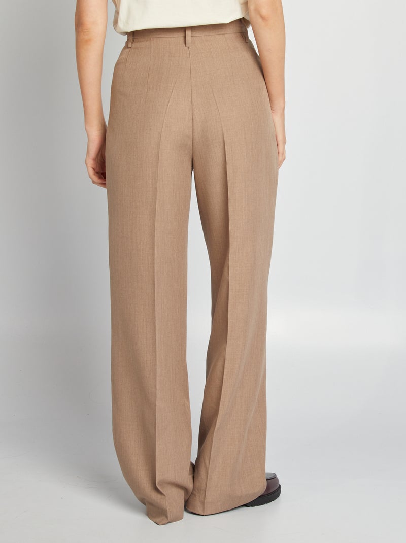 Pantalón ancho con pinzas BEIGE - Kiabi