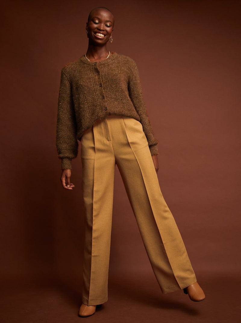 Pantalón ancho con pinzas BEIGE - Kiabi