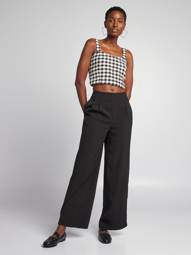 Pantalón ancho con pinzas negro - Kiabi