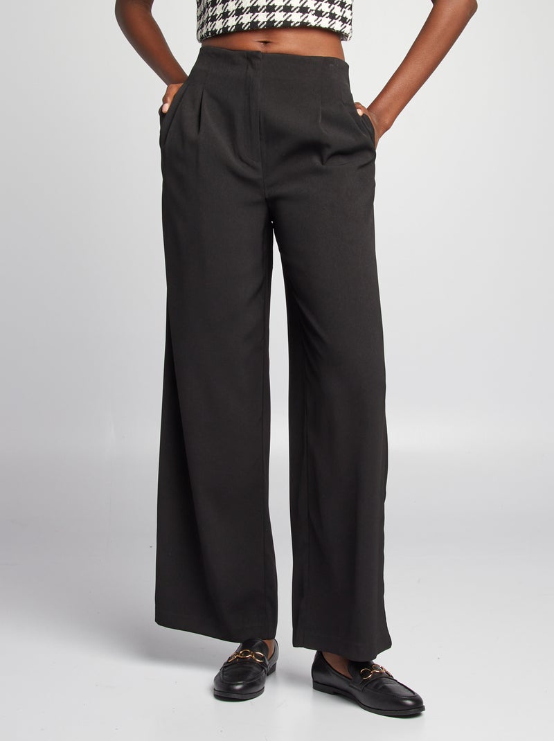 Pantalón ancho con pinzas negro - Kiabi