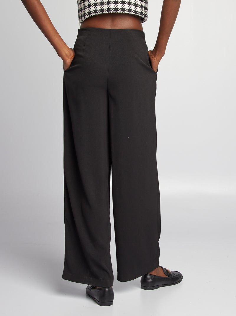 Pantalón ancho con pinzas negro - Kiabi