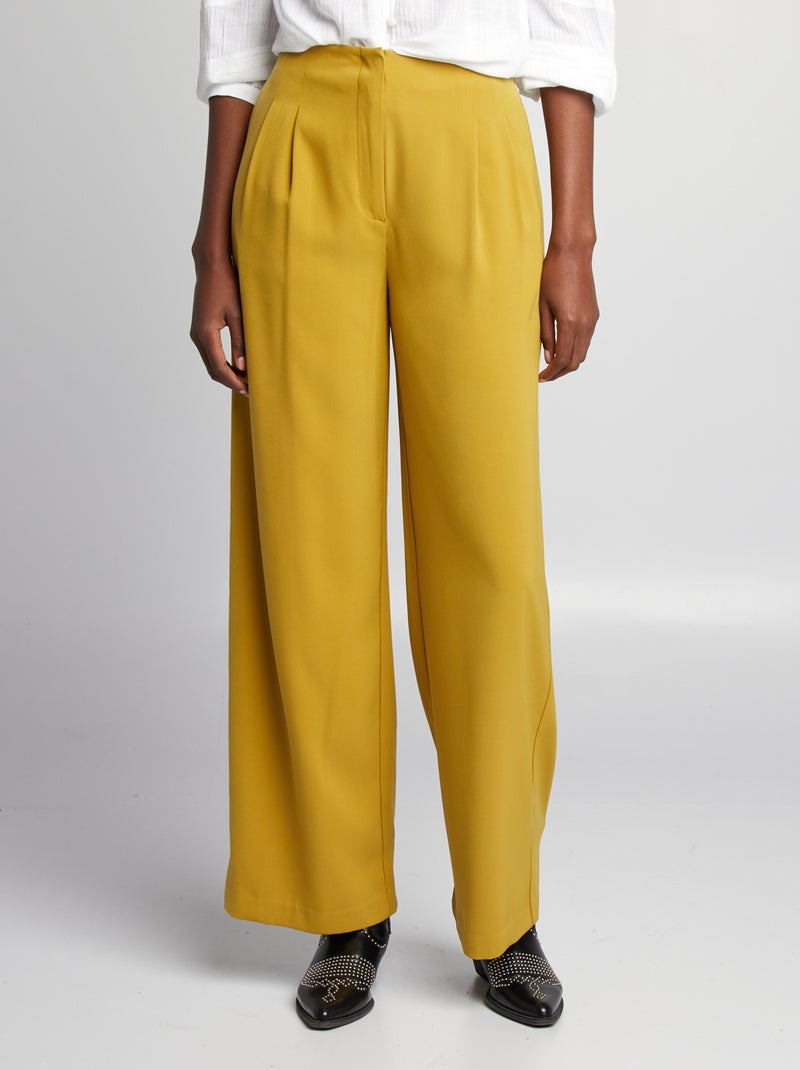 Pantalón ancho con pinzas VERDE - Kiabi