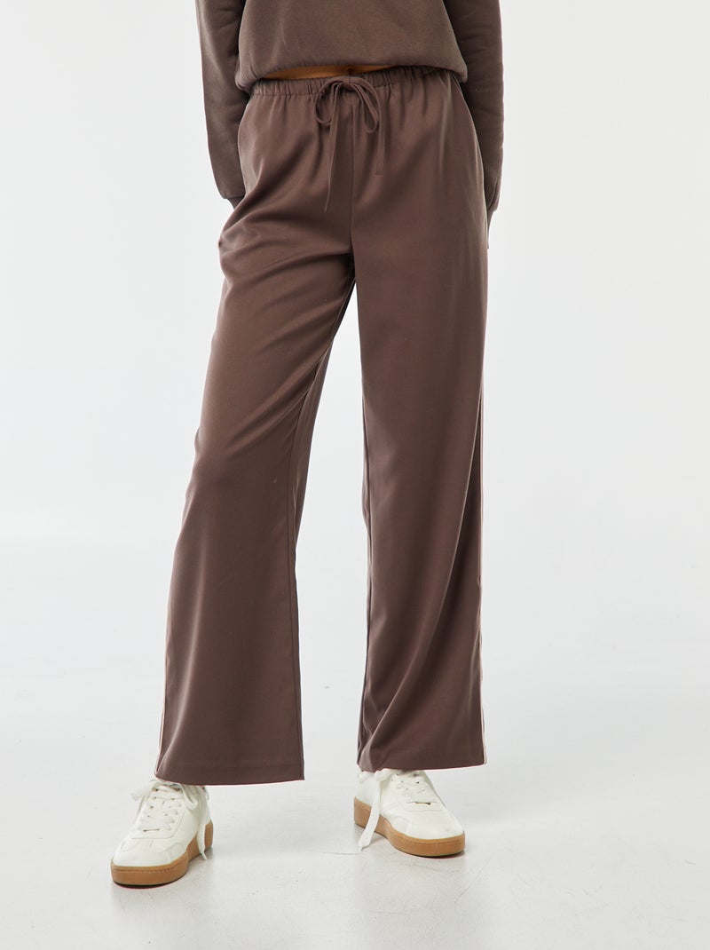 Pantalón ancho con ribete en el lateral Marron - Kiabi