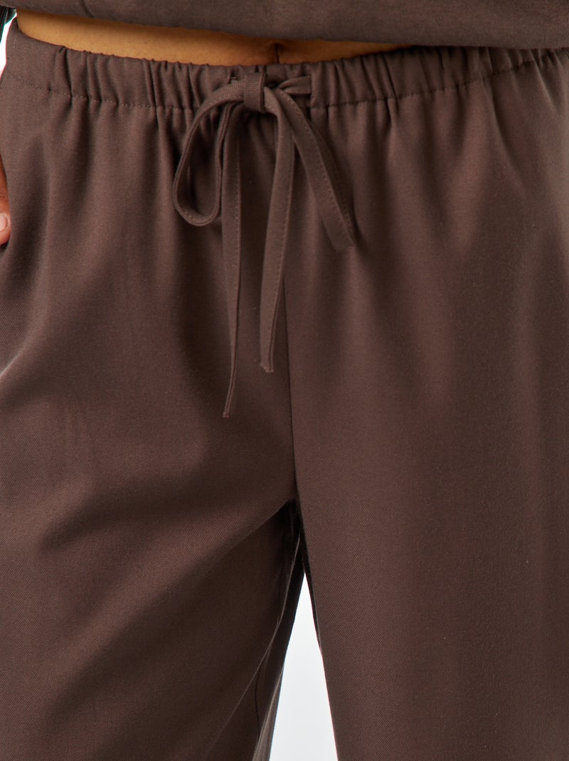 Pantalón ancho con ribete en el lateral Marron - Kiabi