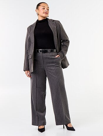 Pantalón ancho con strass a rayas