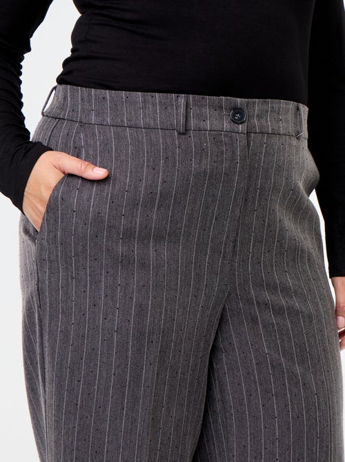 Pantalón ancho con strass a rayas - Kiabi