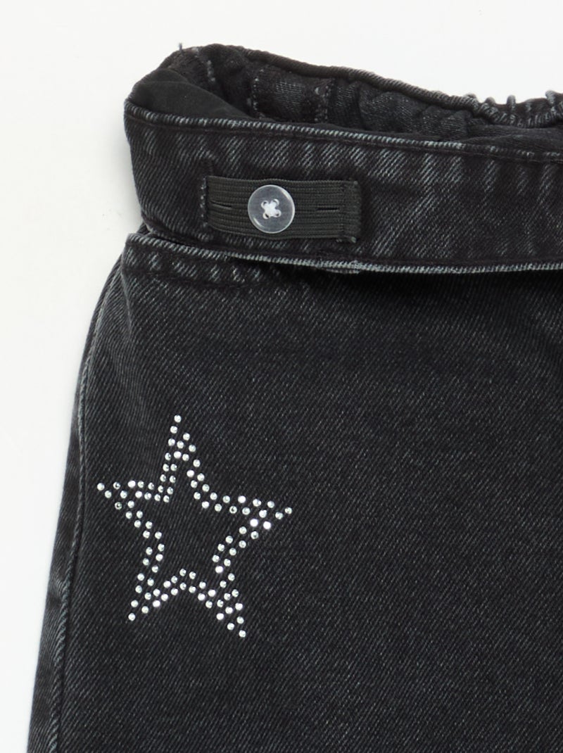 Pantalón ancho con strass Negro - Kiabi