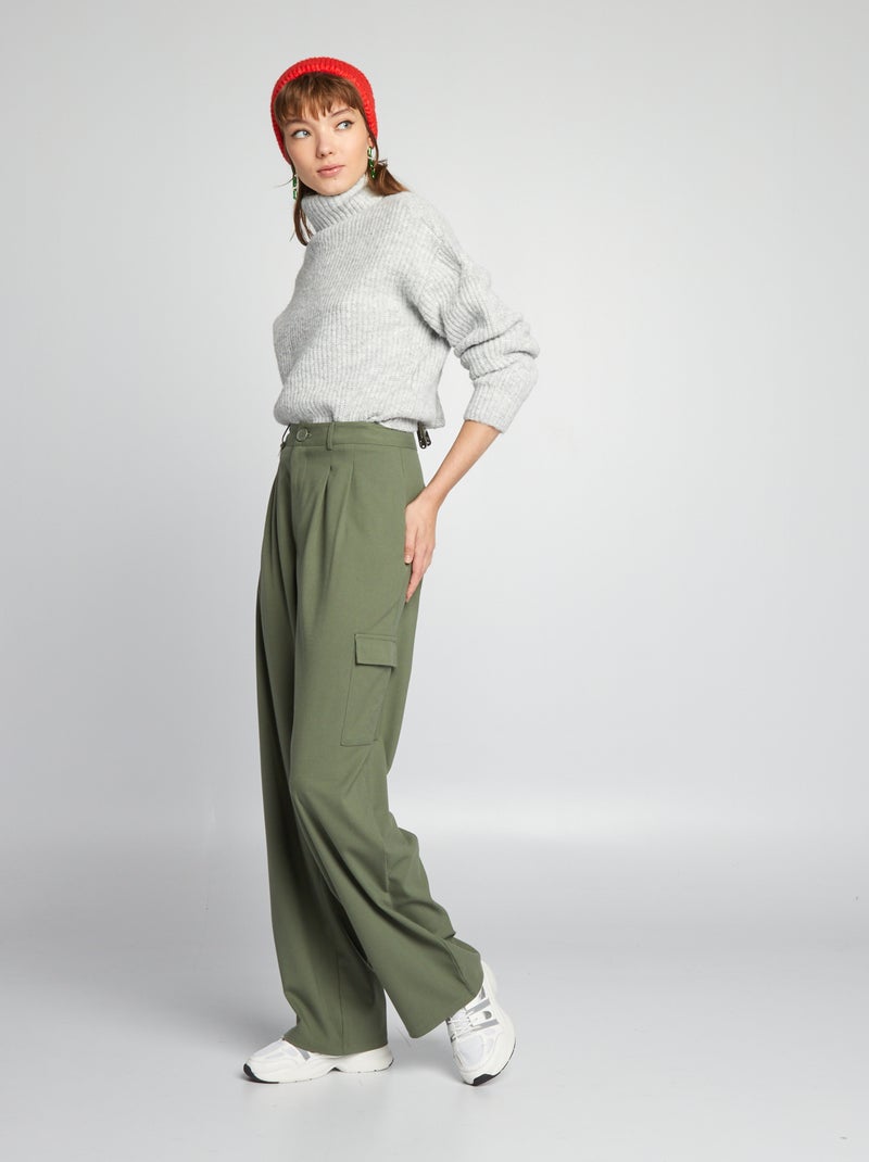 Pantalón ancho corte cargo VERDE - Kiabi