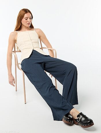 Pantalón ancho crepé con 2 bolsillos