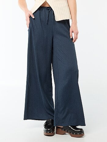 Pantalón ancho crepé con 2 bolsillos