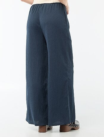 Pantalón ancho crepé con 2 bolsillos