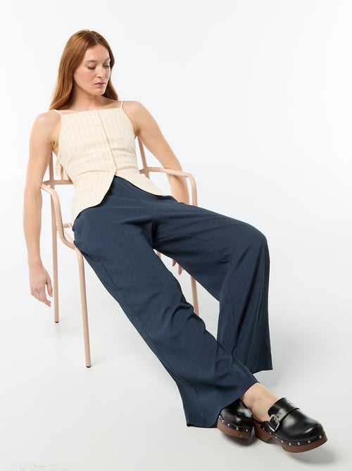 Pantalón ancho crepé con 2 bolsillos - Kiabi