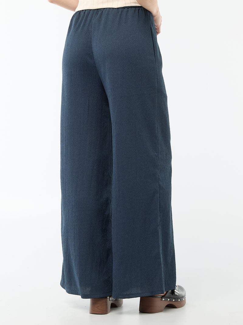 Pantalón ancho crepé con 2 bolsillos Azul - Kiabi