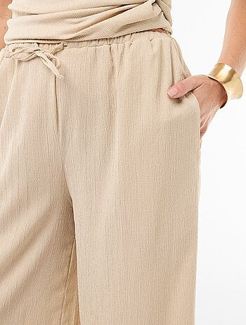 Pantalón ancho crepé con 2 bolsillos