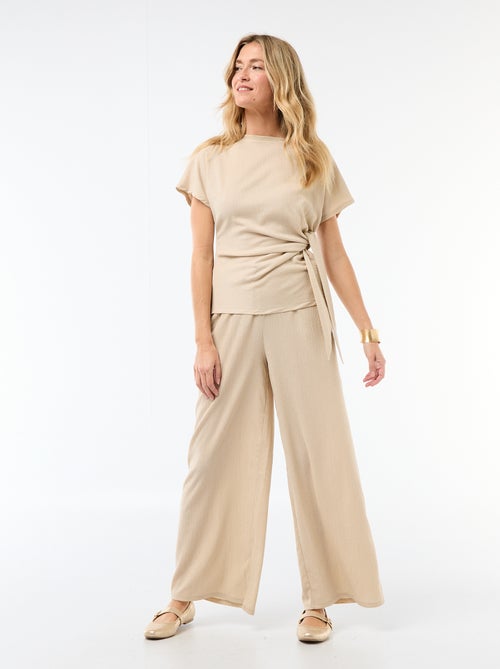 Pantalón ancho crepé con 2 bolsillos - Kiabi