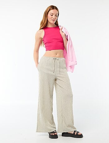 Pantalón ancho crepé con 2 bolsillos