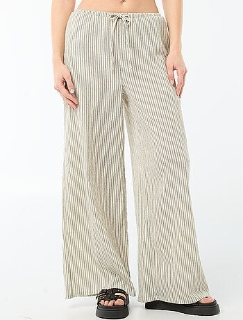 Pantalón ancho crepé con 2 bolsillos