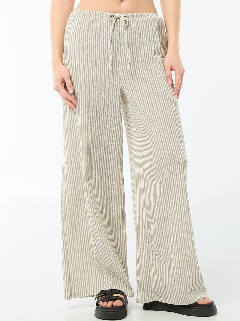Pantalón ancho crepé con 2 bolsillos Blanco - Kiabi