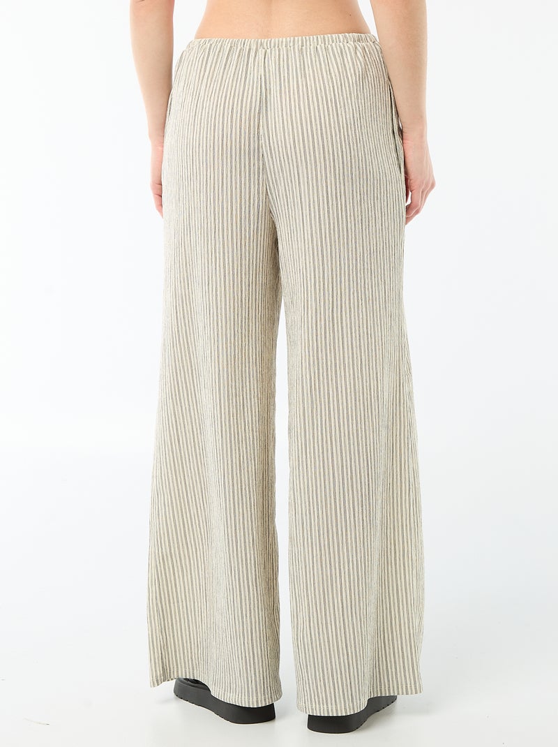 Pantalón ancho crepé con 2 bolsillos Blanco - Kiabi