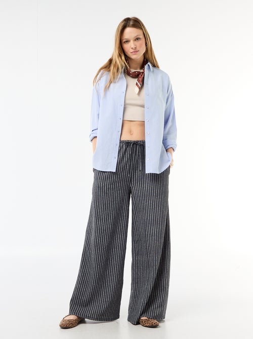 Pantalón ancho crepé con 2 bolsillos - Kiabi