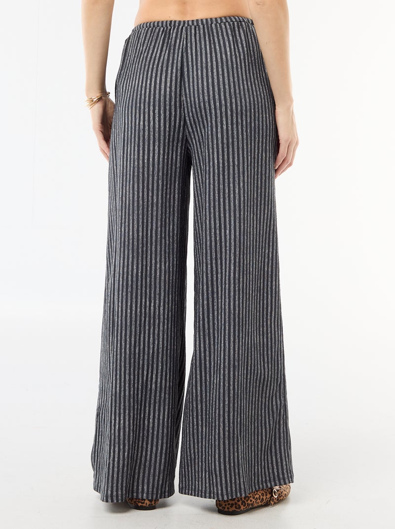 Pantalón ancho crepé con 2 bolsillos Gris - Kiabi