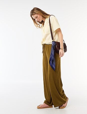 Pantalón ancho crepé con 2 bolsillos