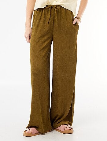 Pantalón ancho crepé con 2 bolsillos