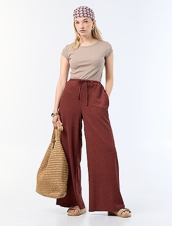 Pantalón ancho crepé con 2 bolsillos