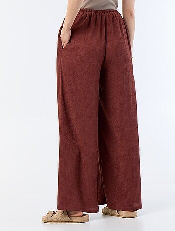 Pantalón ancho crepé con 2 bolsillos