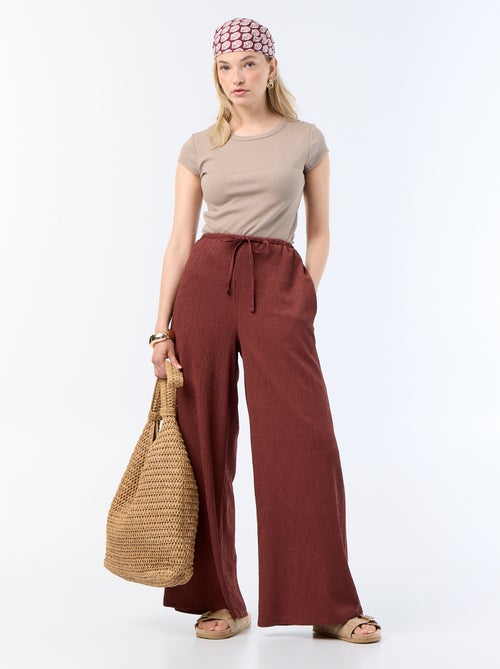 Pantalón ancho crepé con 2 bolsillos - Kiabi