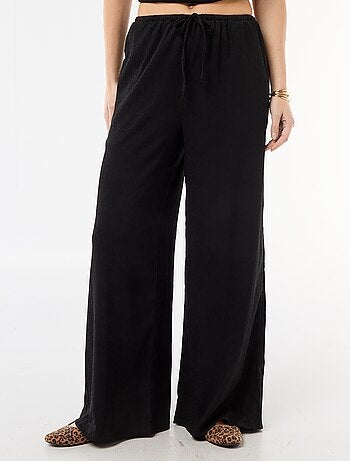 Pantalón ancho crepé con 2 bolsillos