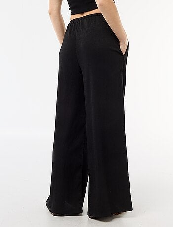 Pantalón ancho crepé con 2 bolsillos