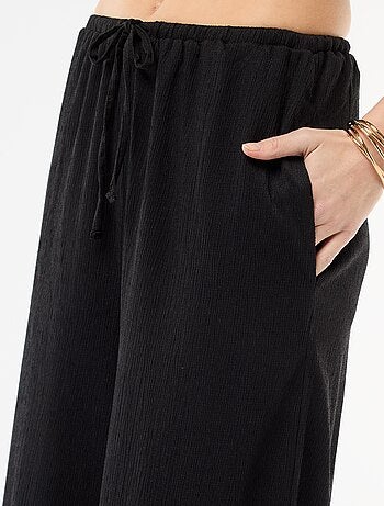 Pantalón ancho crepé con 2 bolsillos