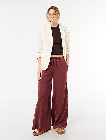 Pantalón ancho crepé con 2 bolsillos