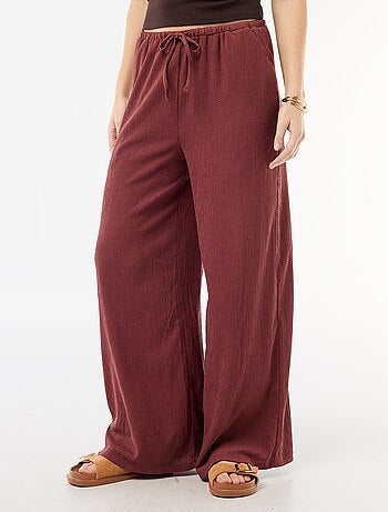 Pantalón ancho crepé con 2 bolsillos