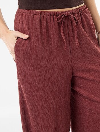 Pantalón ancho crepé con 2 bolsillos