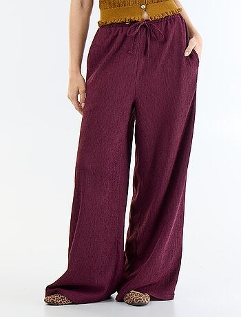 Pantalón ancho crepé con 2 bolsillos