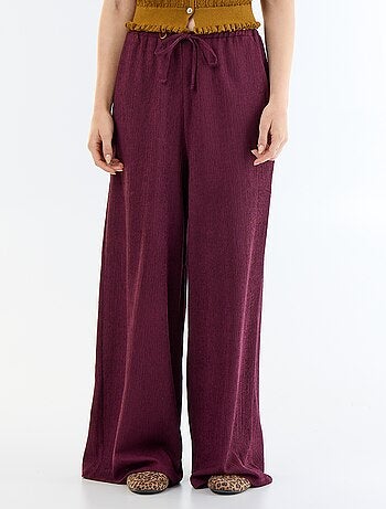 Pantalón ancho crepé con 2 bolsillos