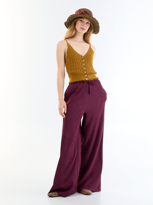 Pantalón ancho crepé con 2 bolsillos - Kiabi
