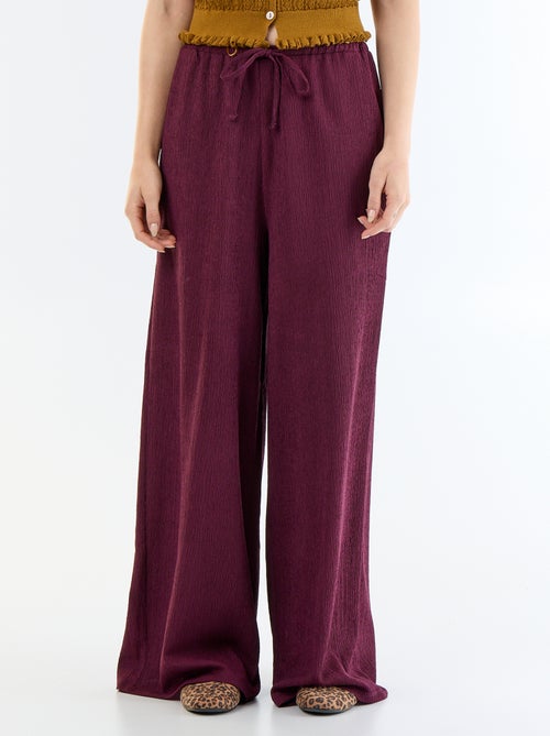 Pantalón ancho crepé con 2 bolsillos - Kiabi